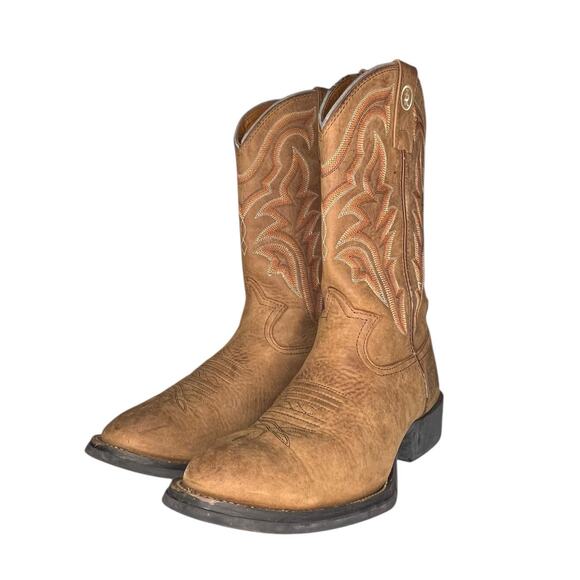 Mens Tony Lama Leather Western Roper Boots Size 7 Brown - Picture 2 of 6